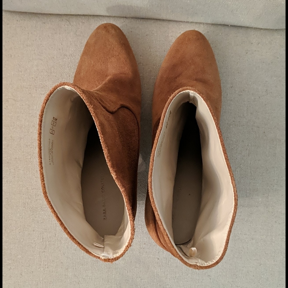Zara Basic Collection Suede Heeled Ankle Boots 8.5 - image 5